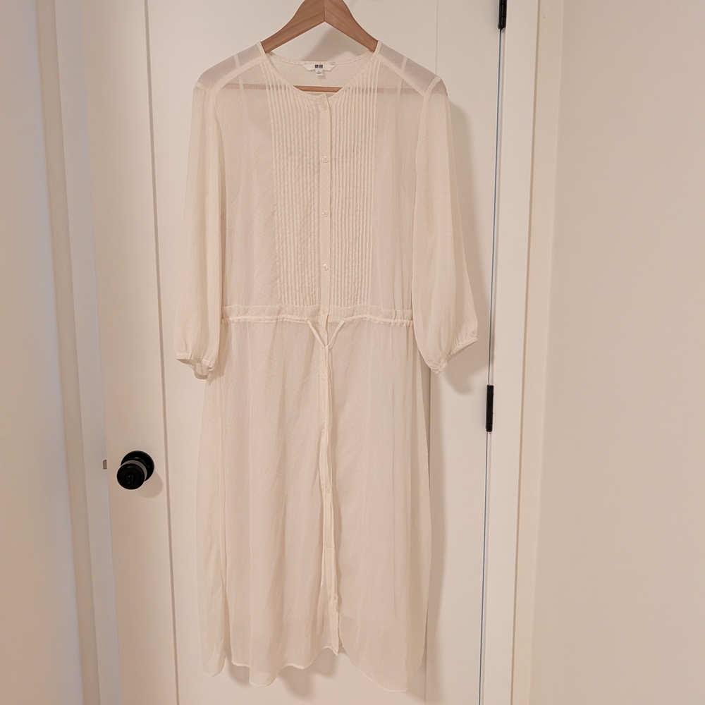 Uniqlo Cream Sheer Dress (L)